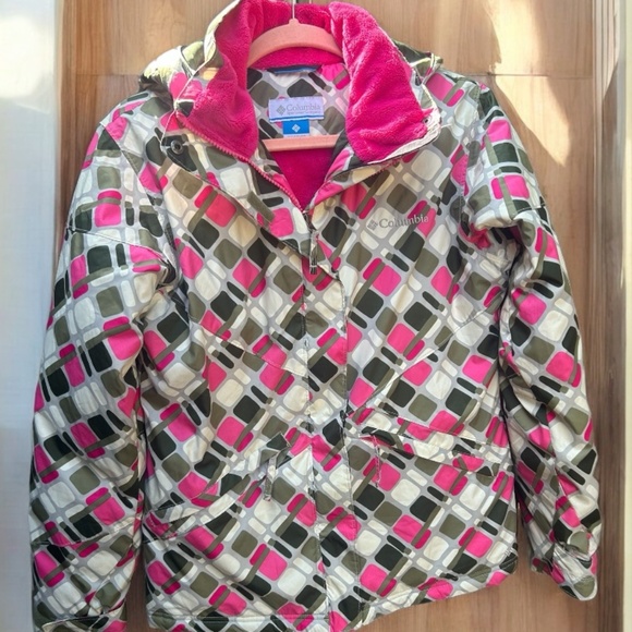 Columbia Other - Girls Columbia Hooded Winter Coat - Size 14/16 - Pink/Gray/Olive